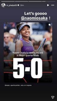 Michael Phelps reacts to Naomi Osaka's win| Instagram@m_phelps00